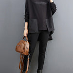 Casual Loose Split-Joint High-Neck Long Batwing Sleeves T-Shirt
