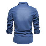 AdaptiveFit Cotton Denim Shirt: Tailored For Men