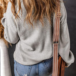 Gray Turtleneck Drop Shoulder Bubble Sleeve Knit Sweater