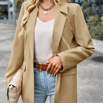 Nadorine Casual Long Blazer Jacket Lapel Open Front Office Suit