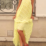 Versatility and Vintage Charm Pleated Drawstring Waist Tiered Maxi Skirt