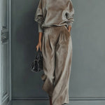 Women's turtleneck casual warm velvet suit