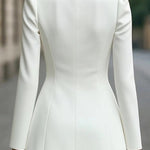 Fashionable Stand Collar Single-Breasted Slim Fit Formal Mini Dress