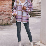 Nadorine Casual Mid-length Plaid Shirt Hooded Jacket