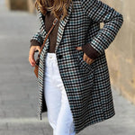 Plaid loose one-button autumn and winter lapel coat