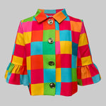 Loose Three-Quarter Sleeves Buttoned Plaid Lapel Outerwear