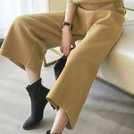 Ninth Pants Wide Leg Solid Color Pants Trousers