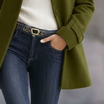 Casual Retro Olive Green Tweed Coat