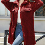 Plush Loose Single-breasted Rhombus Design Coat