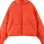 Stand Collar Zipper Pocket Thick Warm Cotton Jacket