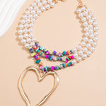 Beaded Contrast Color Heart Shape Dainty Necklace Necklaces Accessories