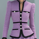 Elegant Contrasting Color Tweed Two-piece Set