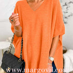 Chicest V Neck Loose Fit Solid Poncho Sweater