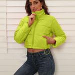 Short Puffer Jacket Stands Up Zipper Outerwear