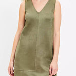 Found Your Style Faux Suede V-neck Sleeveless Shift Mini Dress