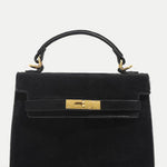 Suede metal clasp handbag Kelly bag