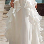 White Halter Layered Ruffle Maxi Dress