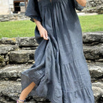 MIRA v-neck paneled maxi dress