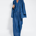 Nadorine Chic Denim Two Pieces Set Sleeveless Vest And Wide Leg Pants