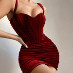 Nadorine Sexy Velvet Fold Camisole Mini Dress