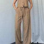 Solid Color Casual Vest Two-piece Set