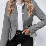 Lapel Jacquard Ruffle Slim Double-breasted Blazer