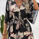 Lace-up Plants Print Yellow One-piece Romper