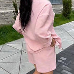 Shorts Sets Button Shirts with Shorts Two Piece Outfits Casual Solid Color Lounge Sets
