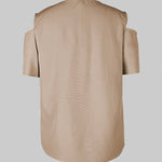 Loose Short Sleeves Solid Color Split-Joint Cold Shoulder Blouses&Shirts Tops