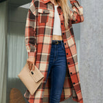Nadorine Button Down Plaid Classic Long Shirt Jacket