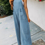 On Bali Time Cotton Blend Lightweight Wide Leg Jumpsuit