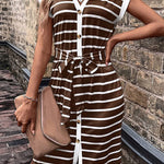 Casual Simplicity Striped Frenulum Printed Dress Dresses