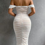 Audrey Flemming | Off-Shoulder Ruched Midi Dress For Women