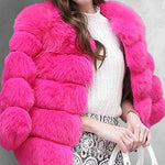 Faux Fox Fur Coat Short Jacket Winter Warm Outwear