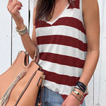 V Neck Striped Tank Top