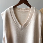 Soft Felt Loose Fit V Neck Sweater Vest