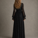 Morgana | Black Plunge V-Neck Sleeve Maxi Dress