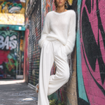 Elegant Solid Color Round Neck Loose Pullover Sweater
