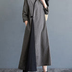 Artistic Retro Plaid Stand Collar Long Cheongsams Dress