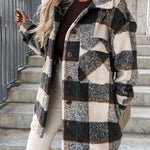 Plaid Pattern Mid-length Button-up Shirt Jacket