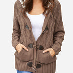 Nadorine Women's Casual Loose Fitting Fluffy Button Down Knitwear Coatigan Chunky Cable Hooded Cardigan