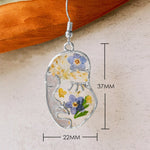 Pressed Flower Earrings -Abstract Face Forget Me Not Flower