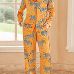 Yellow Zebra Print Home Long-sleeved Two-piece Set