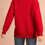 Racing Red Love Jacquard Bow Knitted Sweater