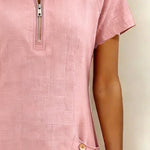 Susan | Cotton Linen Dress with Half-Zip