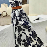 Fashion Printed Suspender Top And Skirt Two-Piece Set