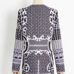Long Sleeves Loose Beads Printed V-Neck Blazer Outerwear