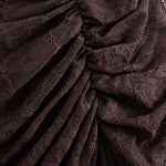 Retro High-end Brown-red Imitation Leather Stitching Lace Long-sleeved Maxi Dress