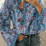 Peacock Loose Shirt Button Long Sleeve Shirt