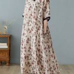 V Neck Floral Print Short Sleeve Dresses